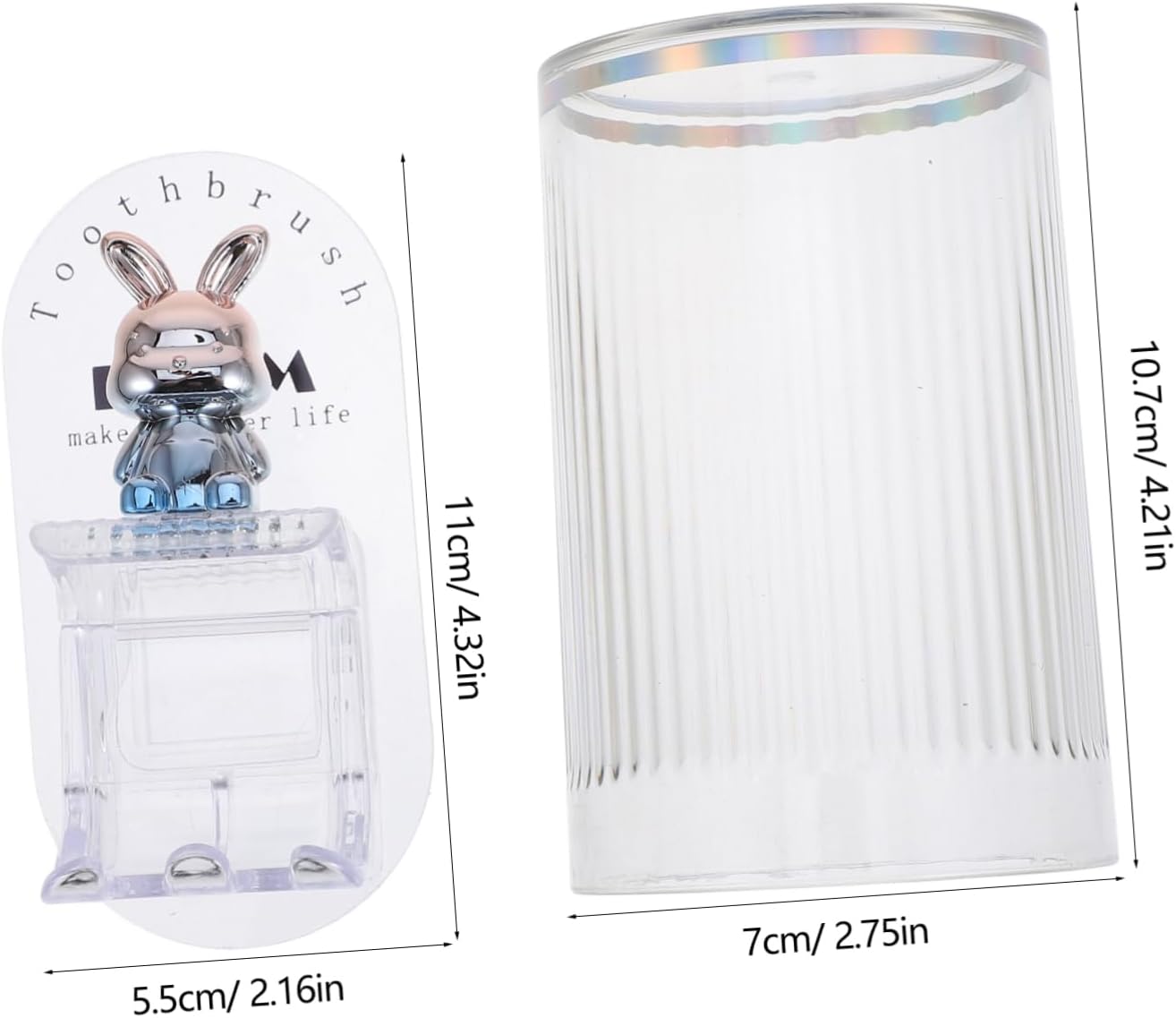Unomor Wall-Mounted Boy Girl Toothbrush Holder with Rabbit Design 1