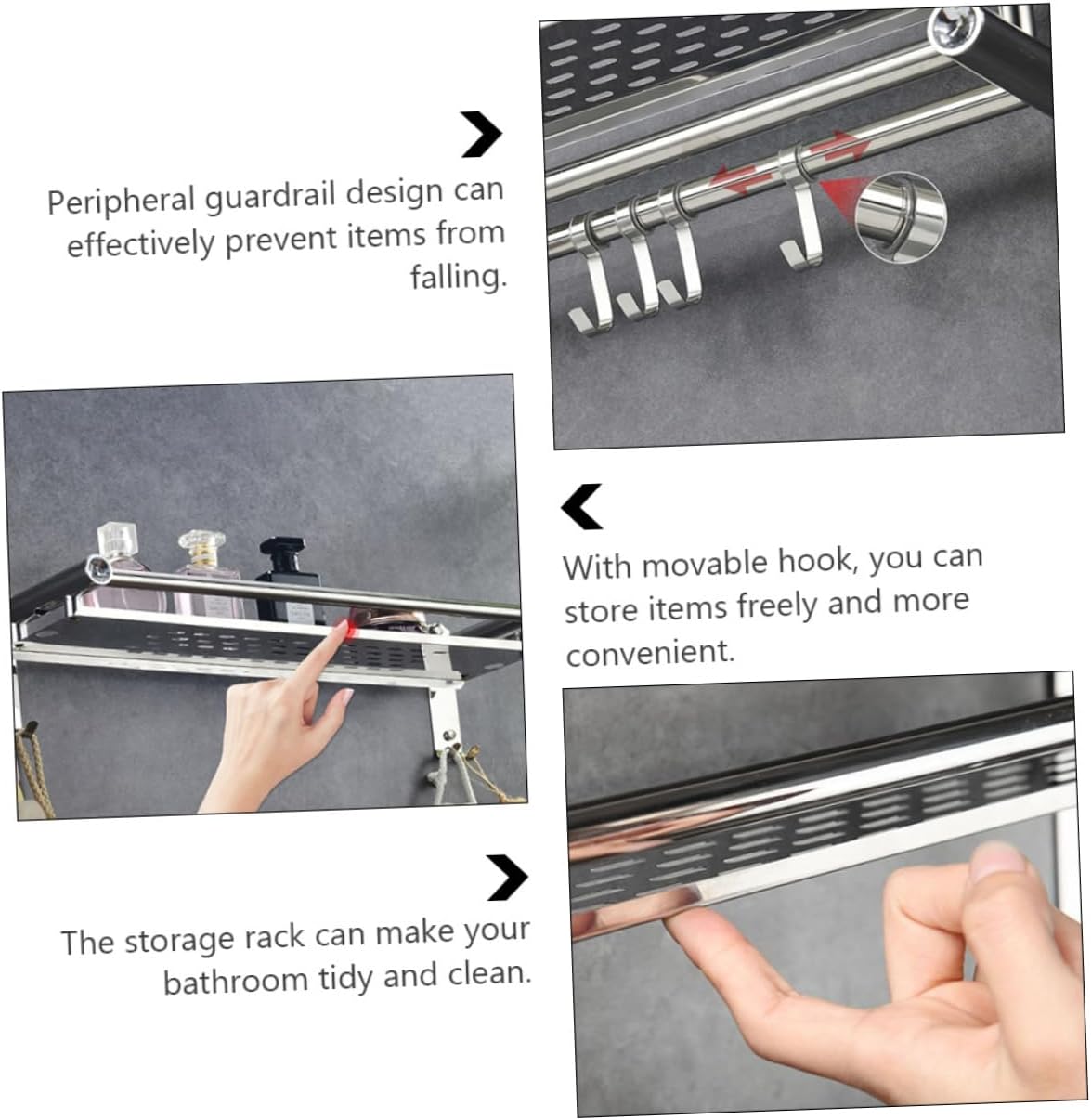 Stainless Steel Bathroom Storage Holder for Organization
