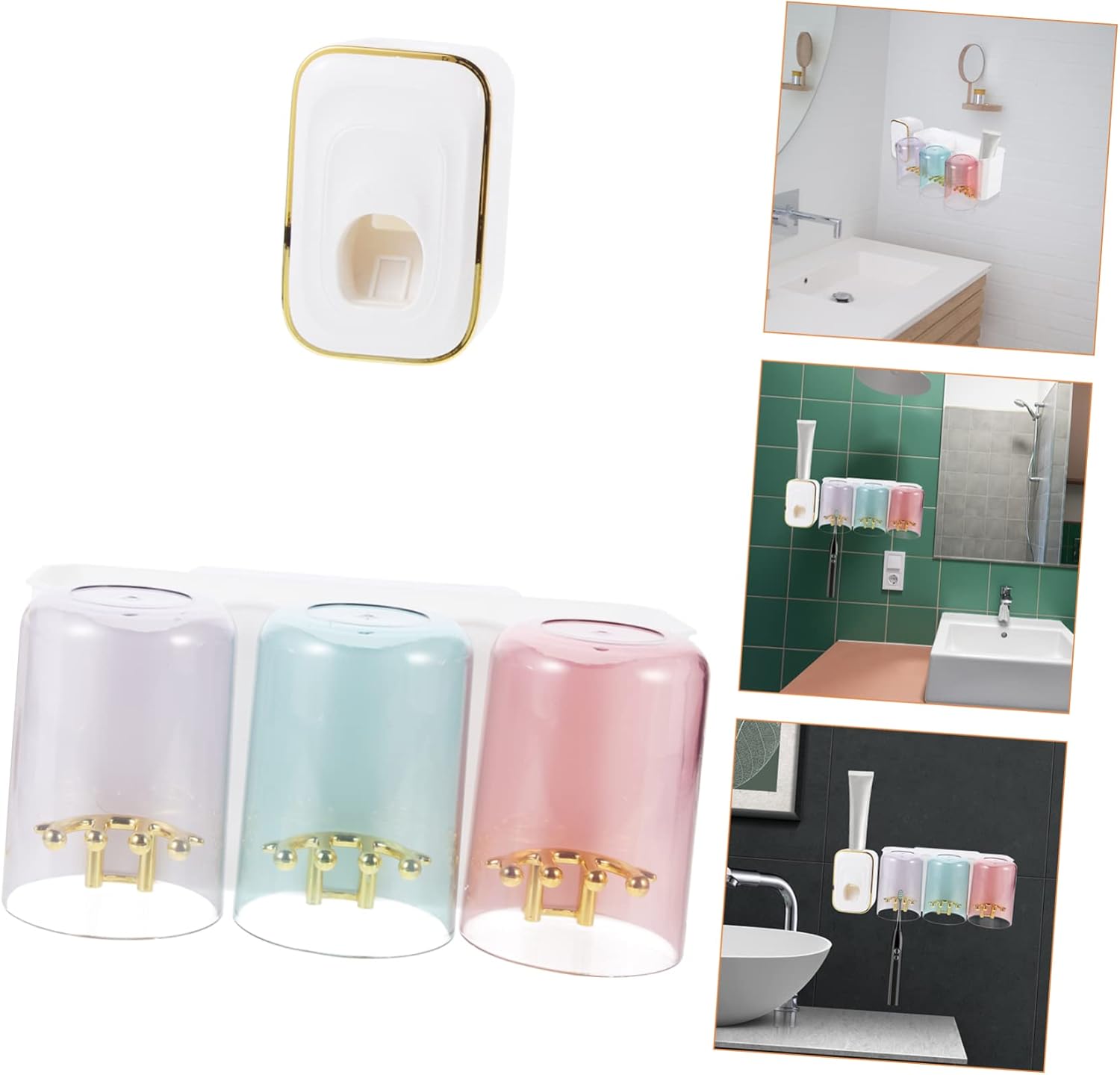 Wall Mounted Toothbrush Holder with Toothpaste Dispenser