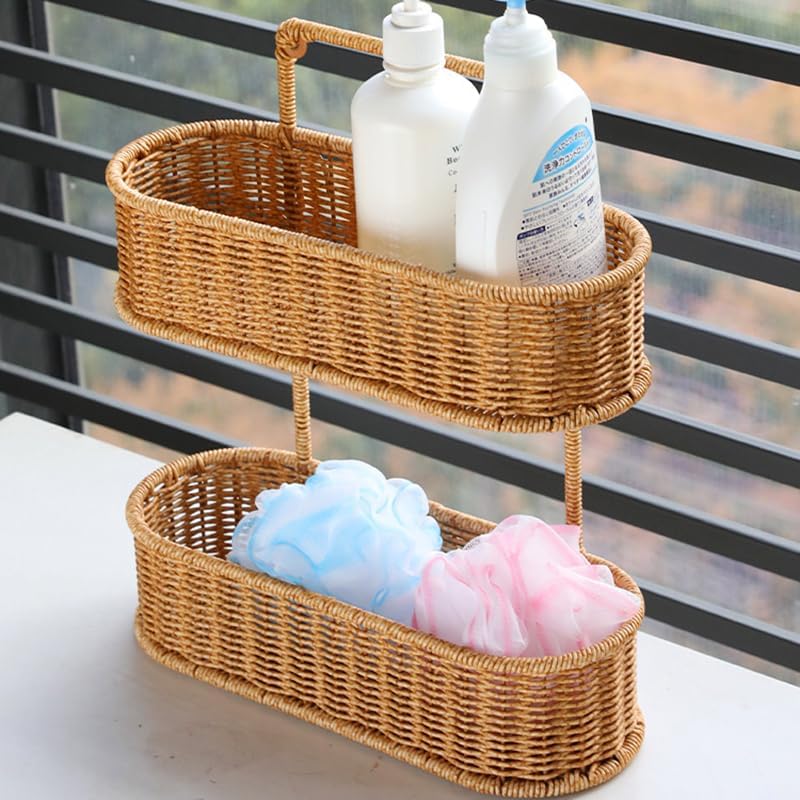 Oiche Rustic Bath Organizer Portable Woven Shower Holder