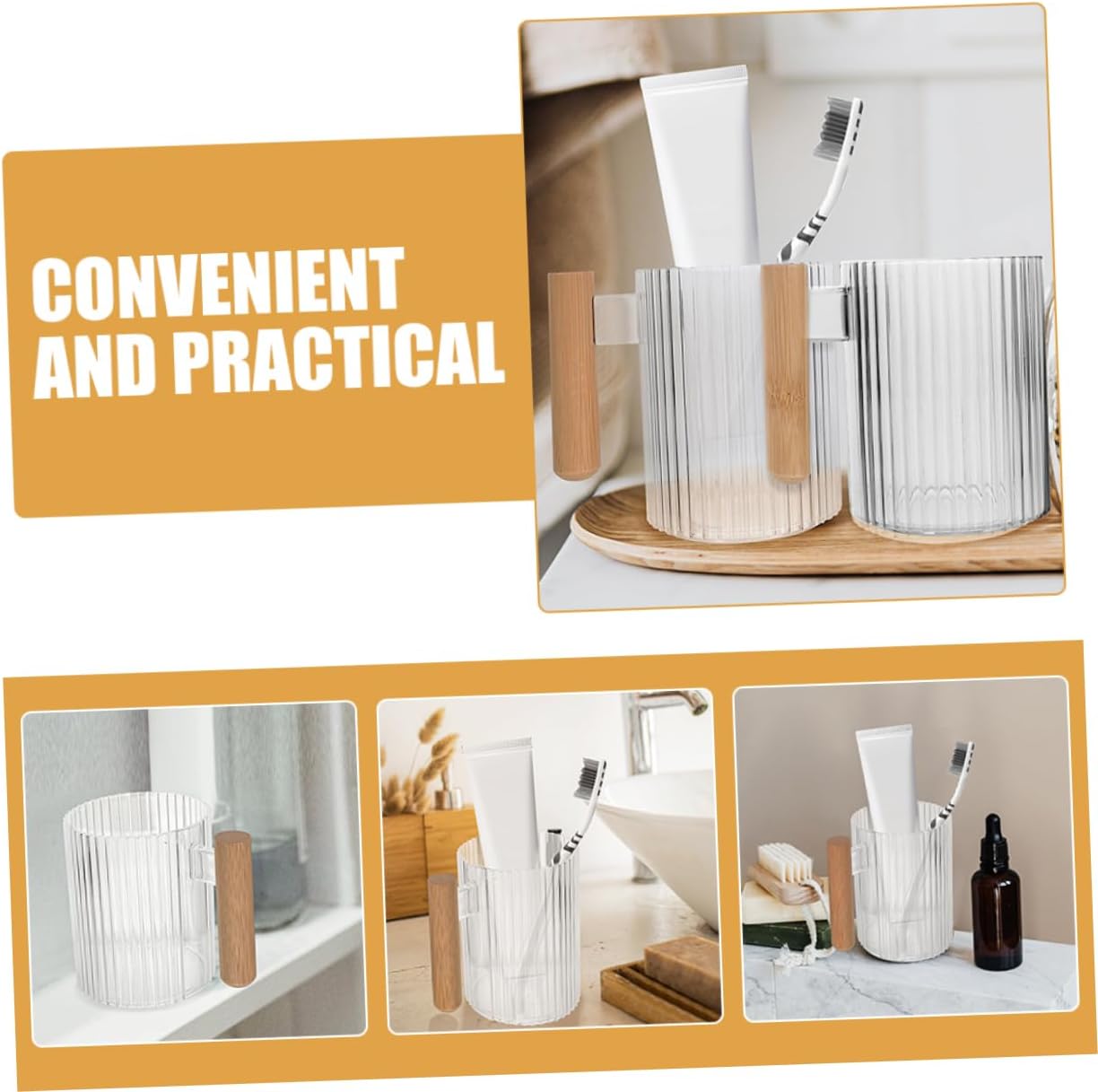 Cabilock Toothbrush Storage Cup 4pcs Black Reusable