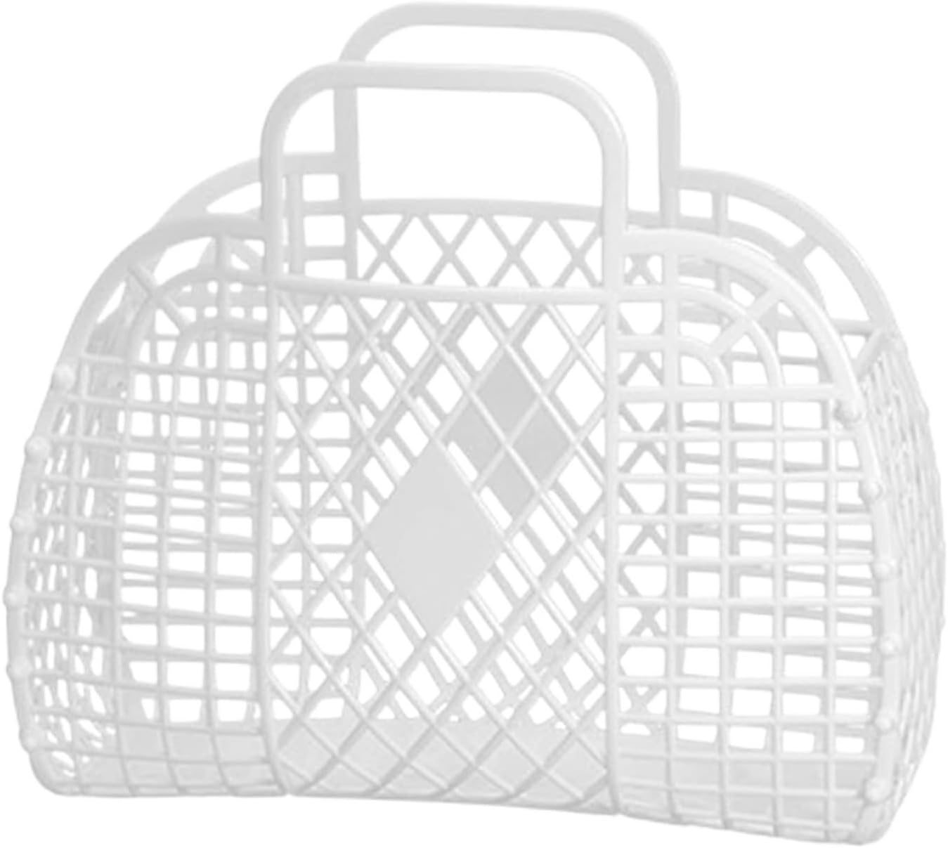 Foldable Plastic Shower Caddy with Handle Portable Multifunctional White Basket