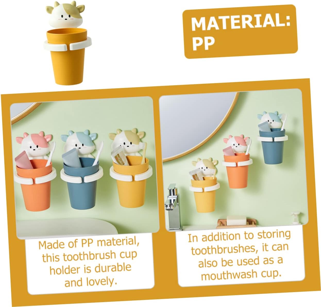 Playful Cartoon Toothbrush Cup for Kids Easy to Install with Fun Design