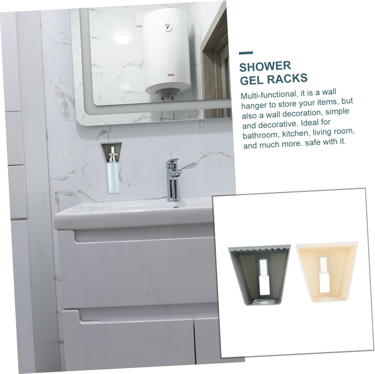 Wakauto 2pc Wall-Mounted Shampoo Hooks