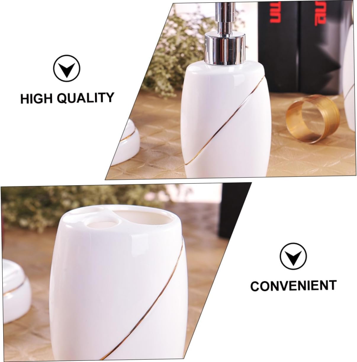Zerodeko 5pcs Ceramic Toothbrush Holder Set for Bathroom