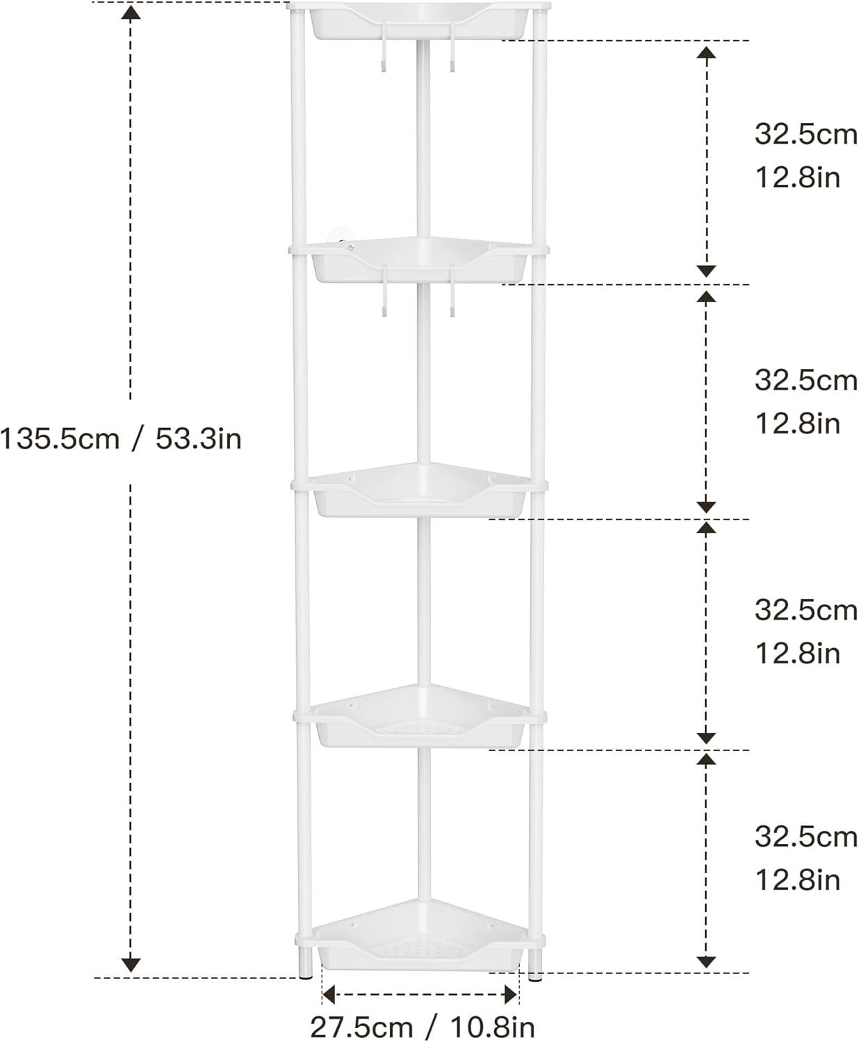 Orimade Rustproof 5 Tier Corner Shower Caddy Organizer