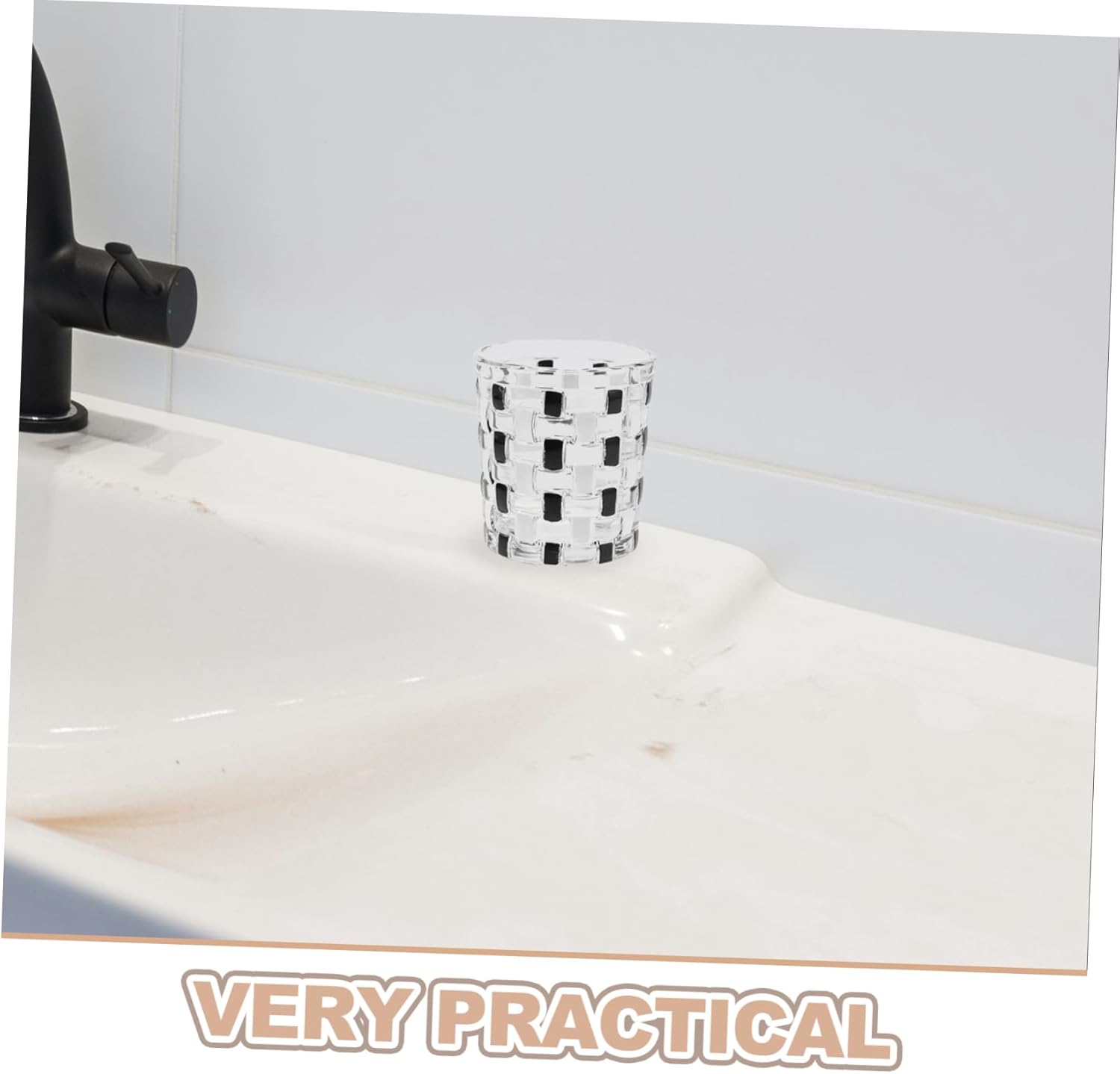 Cabilock Checkerboard Glass Toothbrush Holder