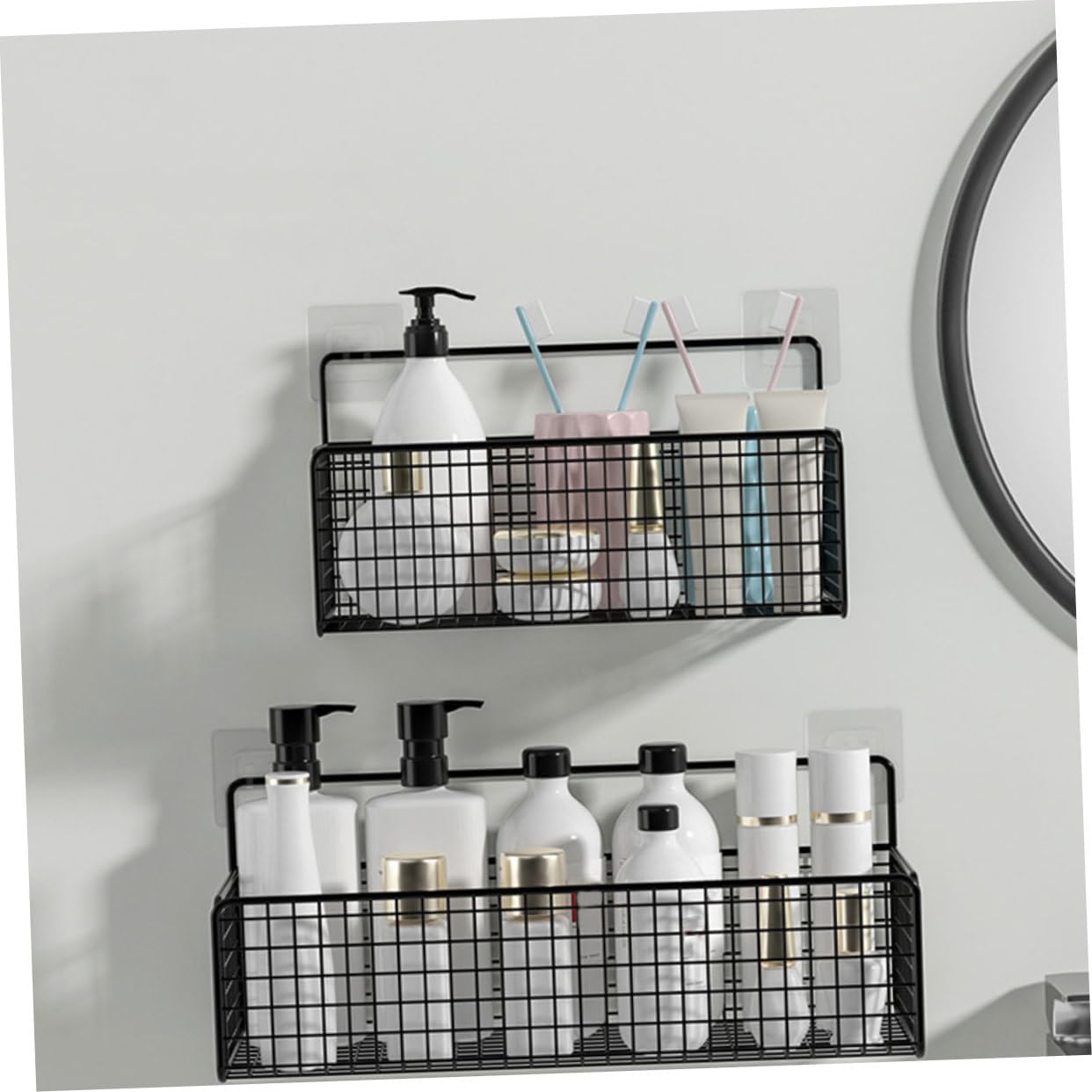 Zerodeko Floating Storage Rack No-Drill Floating Showers in Brightly Polished Iron