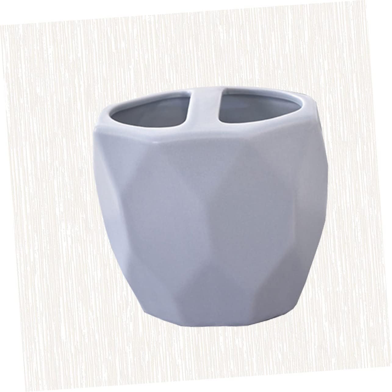 Wakauto Artistic Ceramic Toothbrush Holder1 PieceGrey Washroom Organizer