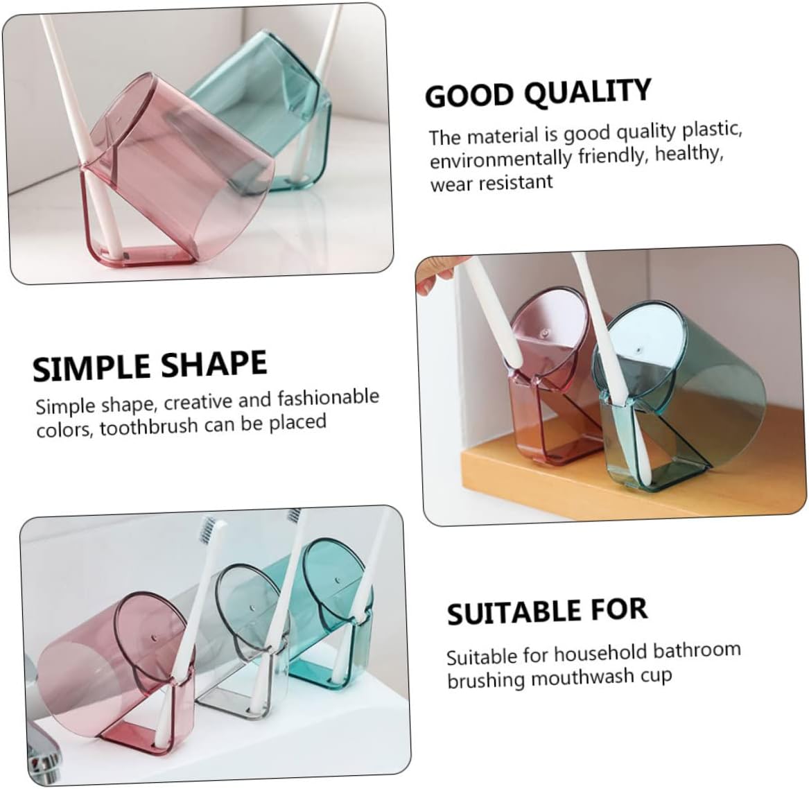 Cabilock 2pcs Toothbrush Holder Cups Reusable for Bathroom and Travel