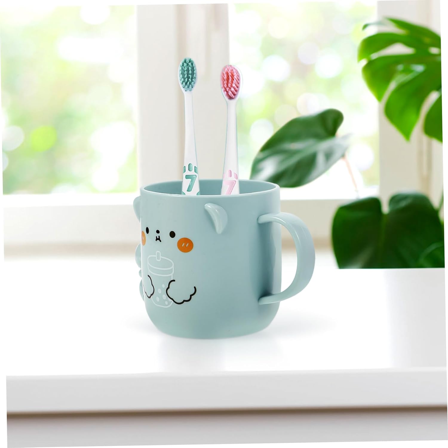 Unomor 2Pcs Cute Bear Shape Toothbrush Rinsing Cups