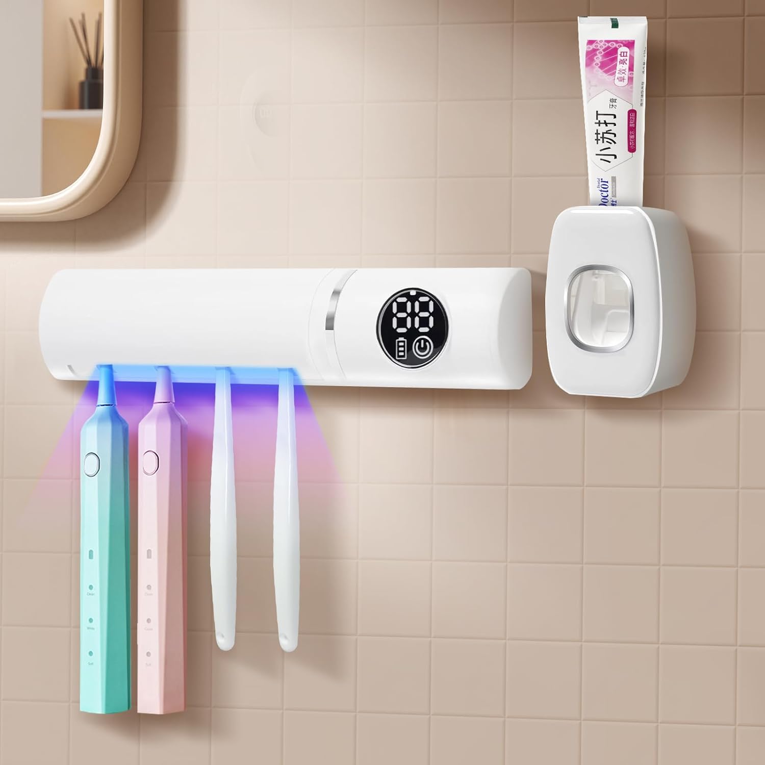 IntelliTooth - Family-Friendly Toothbrush Holder with Automatic Dispenser Modern Sleek Design