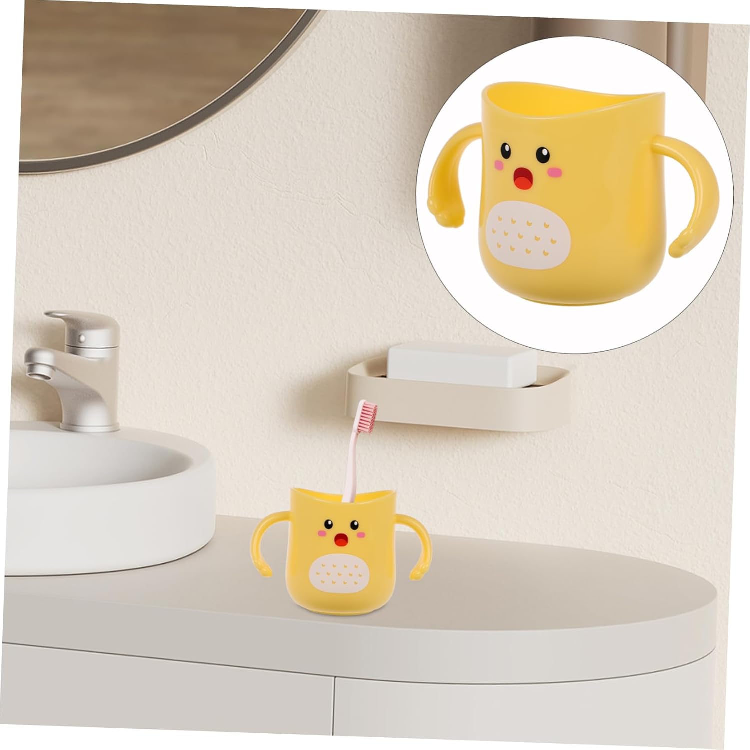 Toyvian Double Handle Toothbrush Cup for Boys Girls