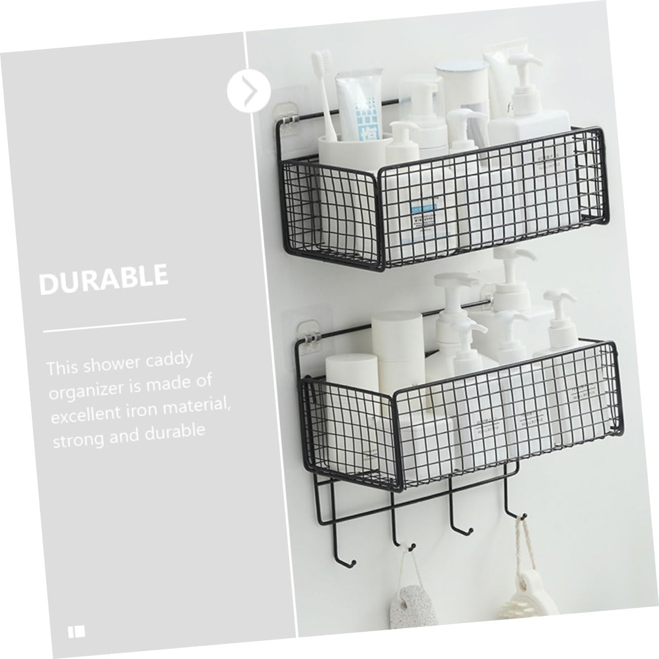 Zerodeko Floating Storage Rack No-Drill Floating Showers in Brightly Polished Iron