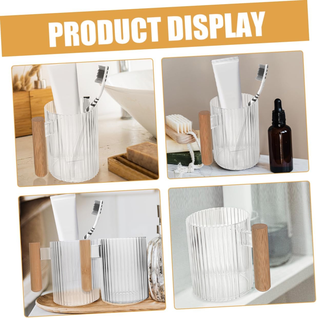 Ergonomic Mobestech 4Pcs Multi Purpose Toothbrush Holder Cups