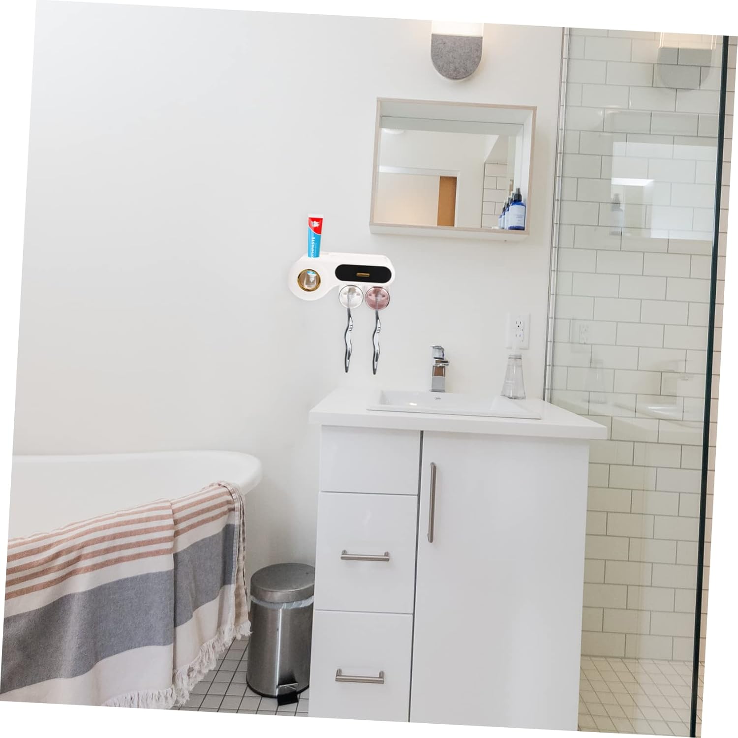 Elegant Wall-Mounted Toothbrush Holder Space-Saving Organizing Rack