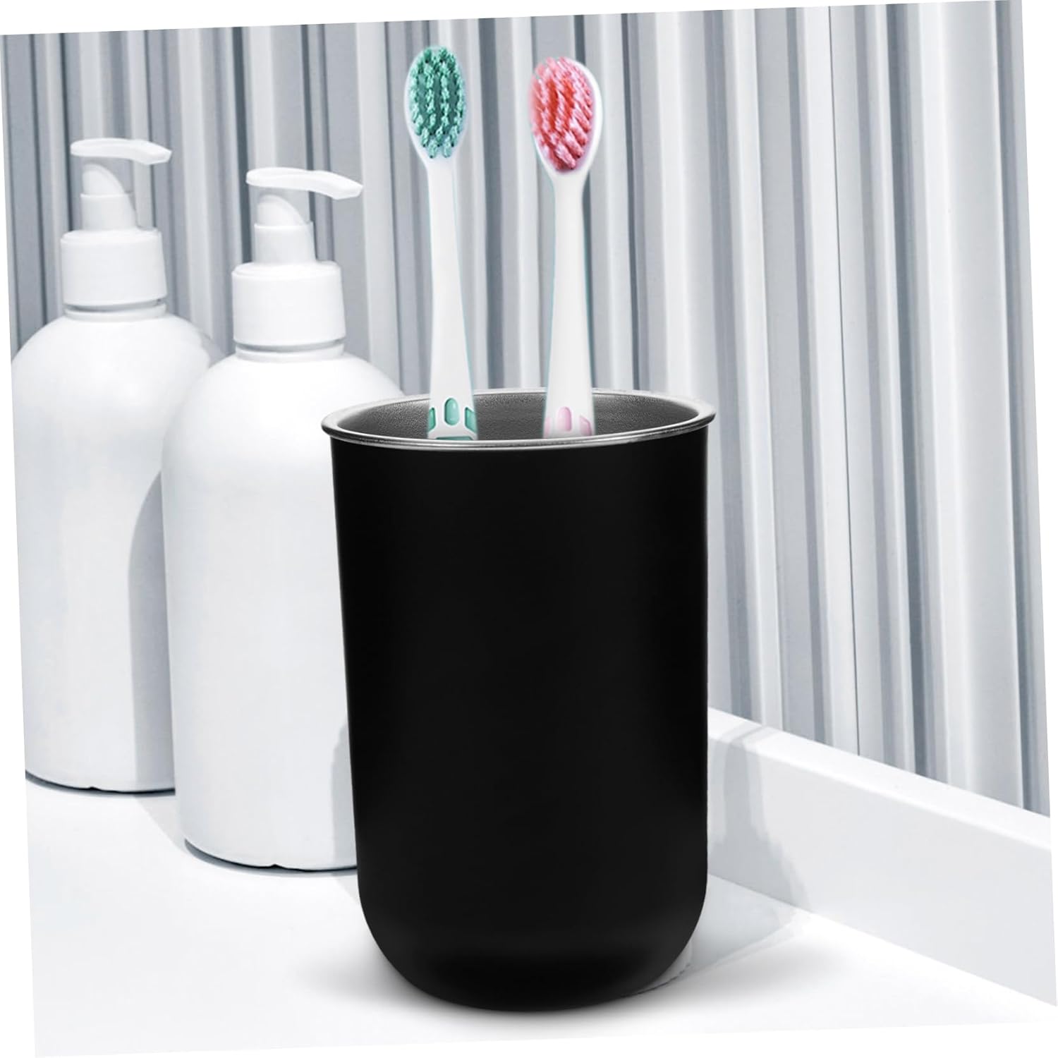 Pam ingono Stainless Steel Toothbrush Cup 350ml Black