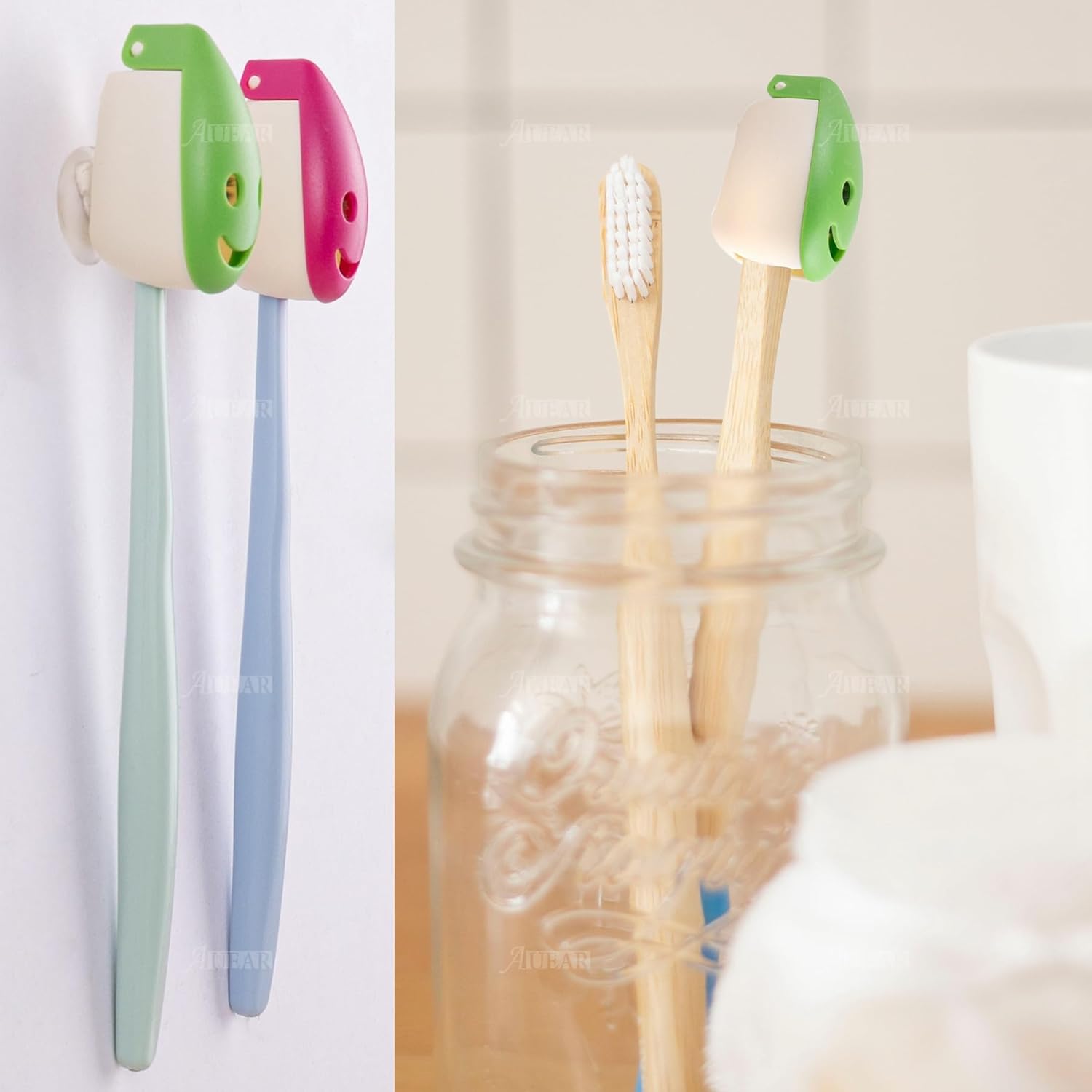 AUEAR 12 Pack Portable Toothbrush Holder Cover with Suction Cup