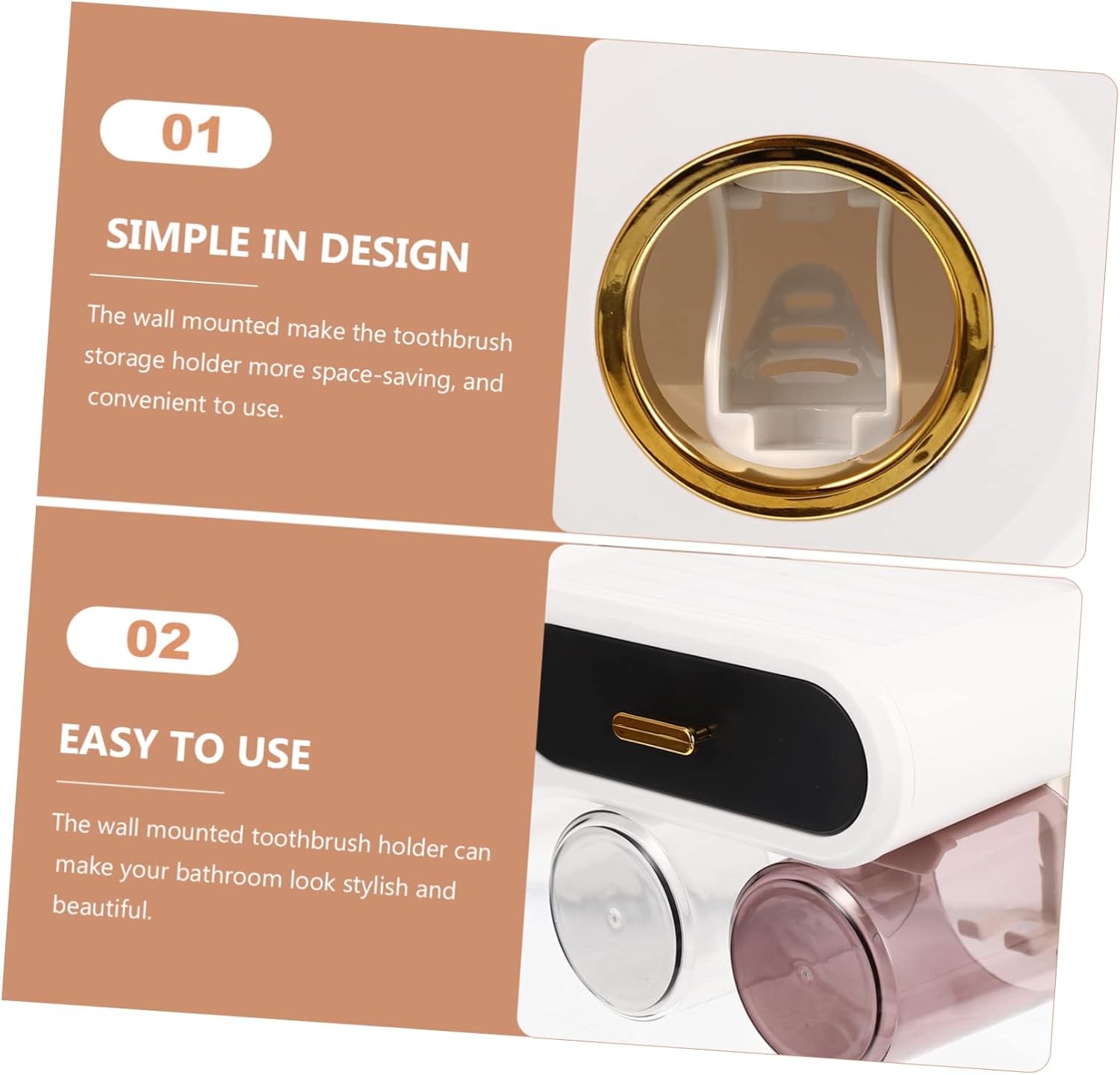 Wakauto Wall-Mounted Toothbrush Holder