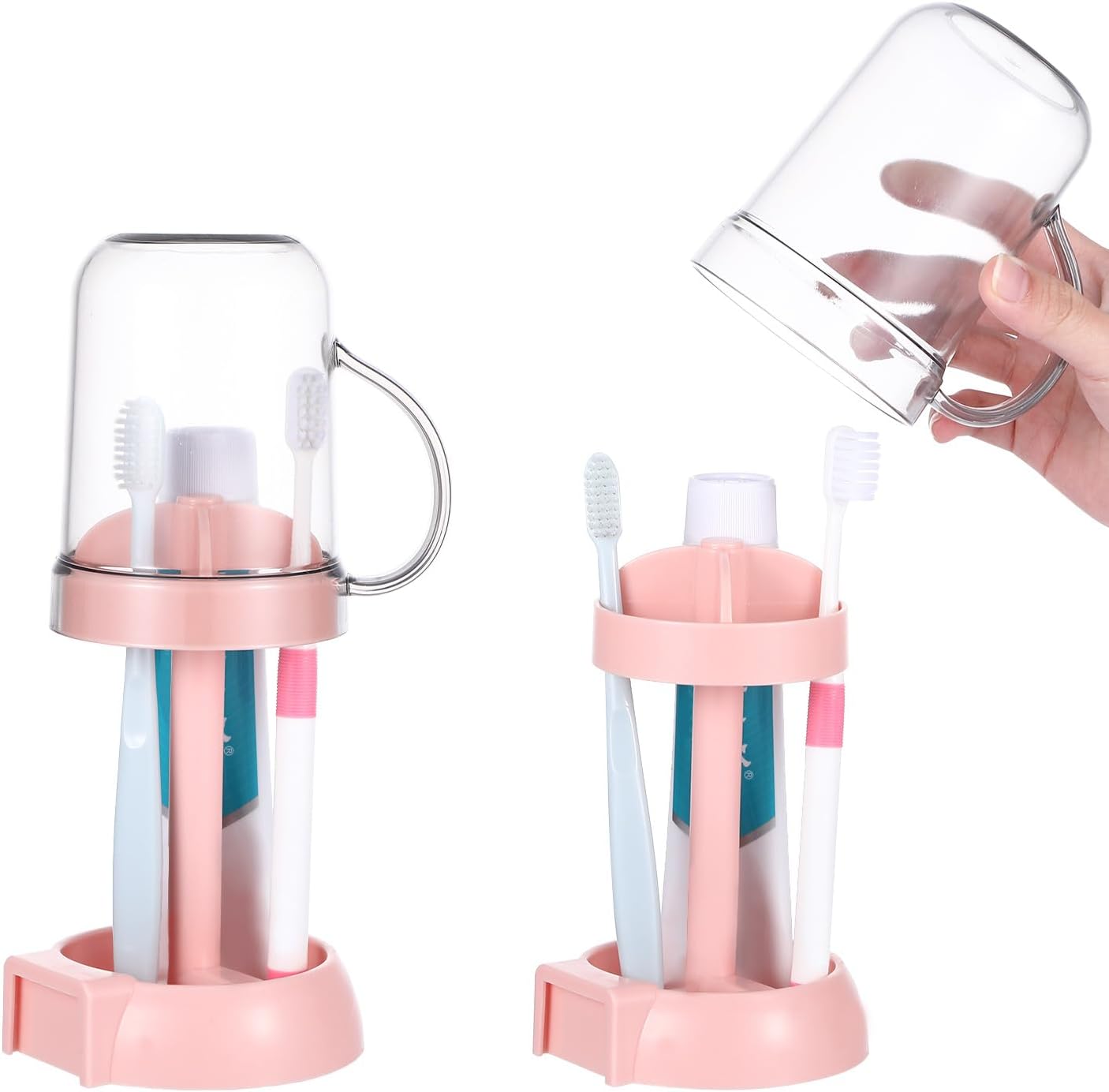 Stylish Pink Toothbrush Holder with 3 Slots