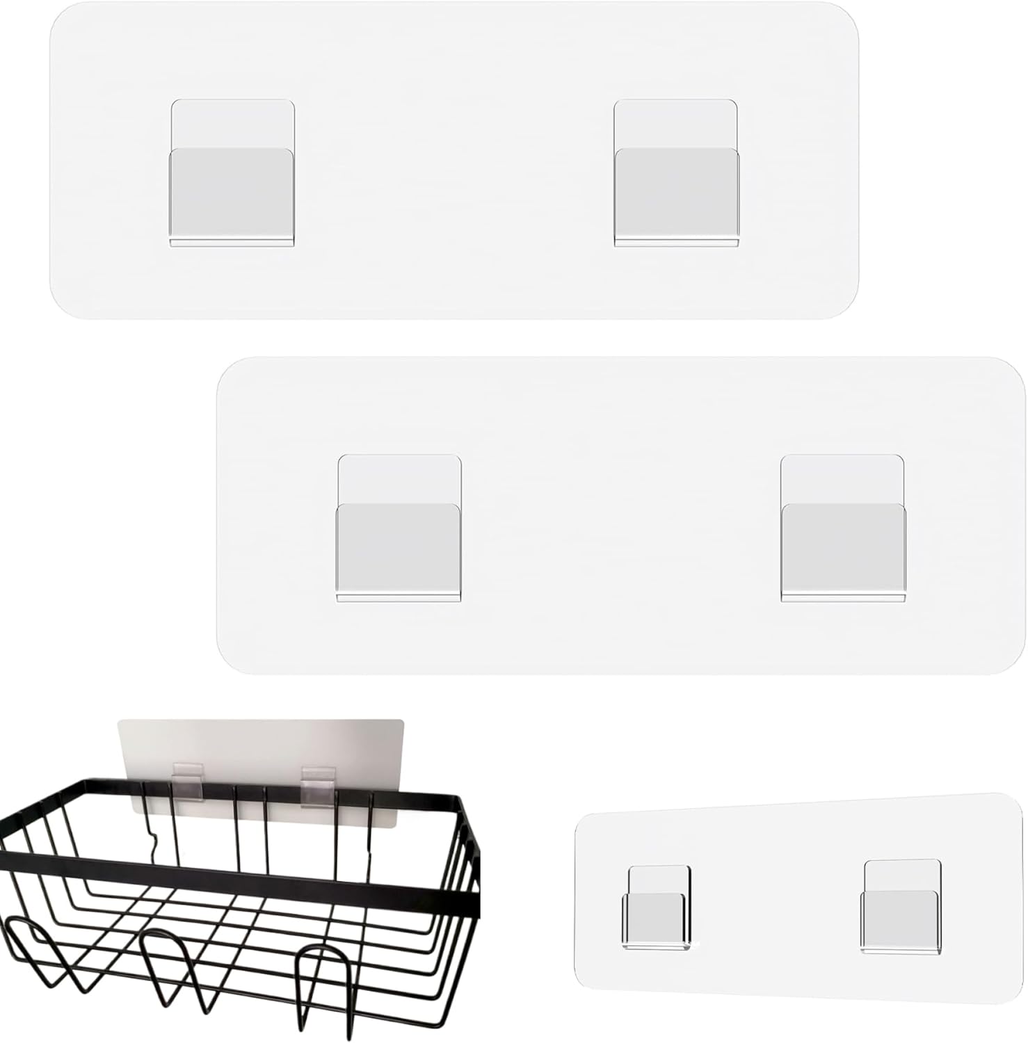 U-Shape Adhesive Shower Caddy with Replacement Stickers for Bathroom Kitchen Space