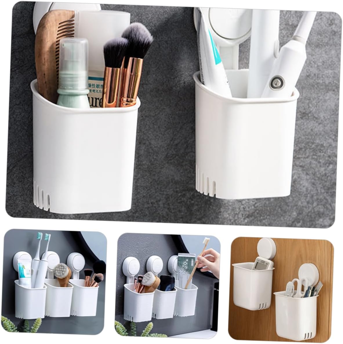 Amosfun Suction Cup Toothbrush Holder Wall Mount No Drill