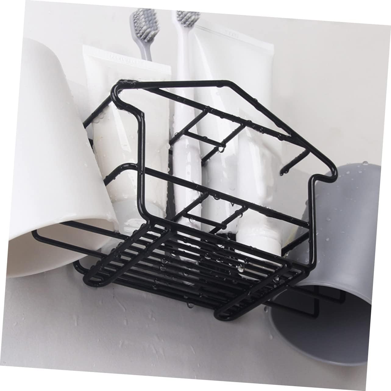 Ciieeo Wall Mounted Toothbrush Holder Shampoo Storage Stand