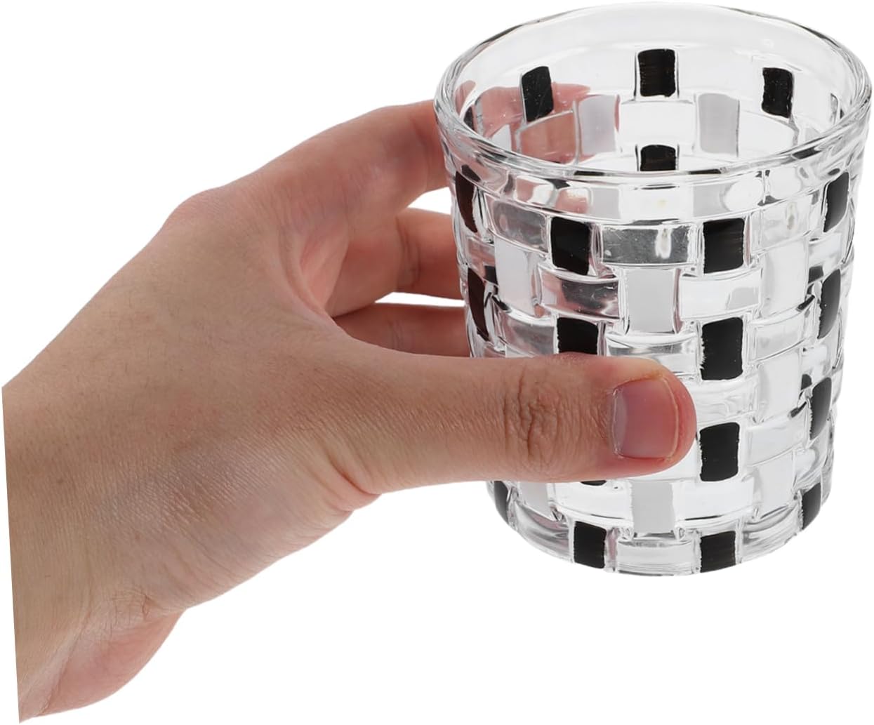 Elegant Glass Toothbrush Holder - Black and White Checkered Design