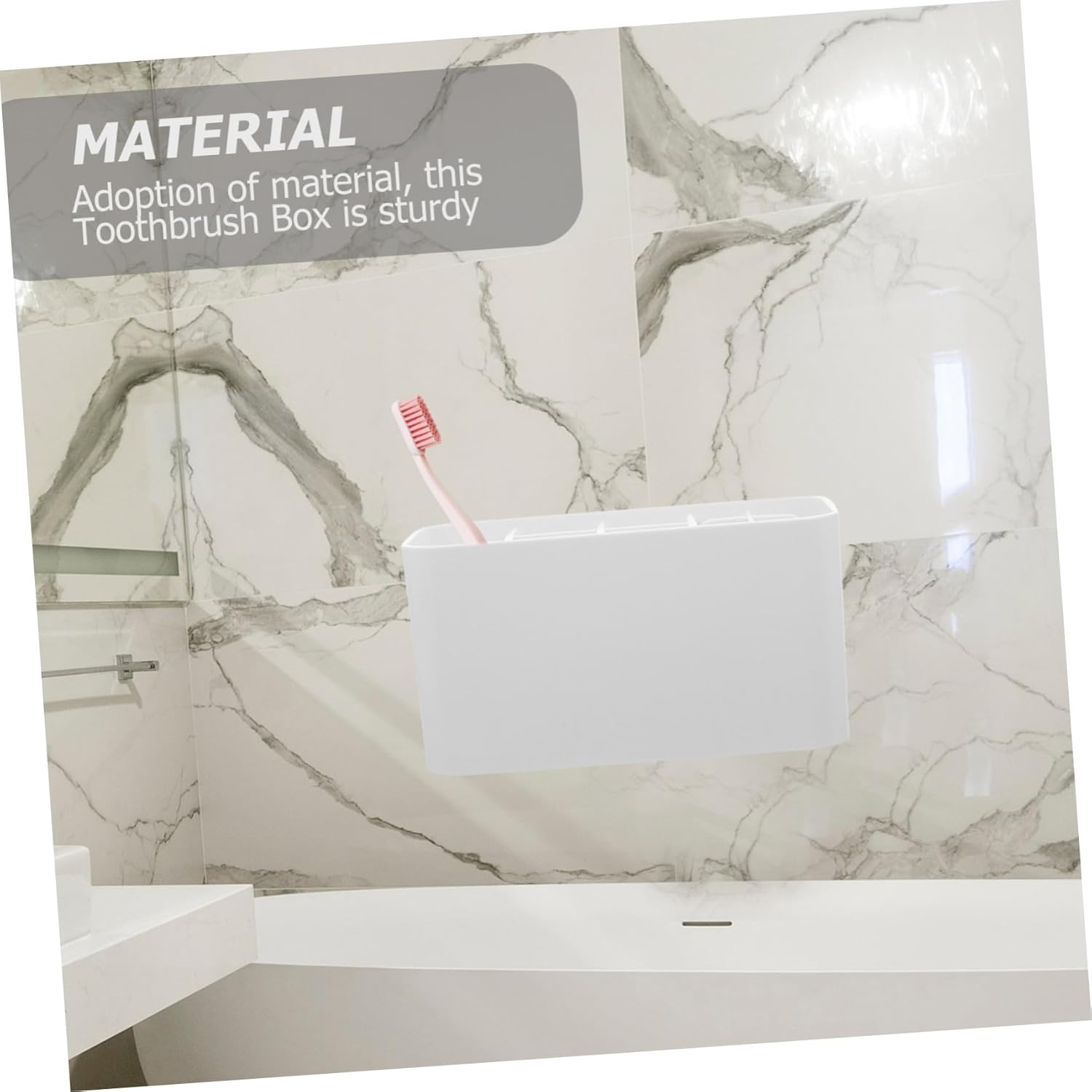 STOBAZA Bathroom Storage Organizer Wall Mounted Toothbrush Holder Modern Design