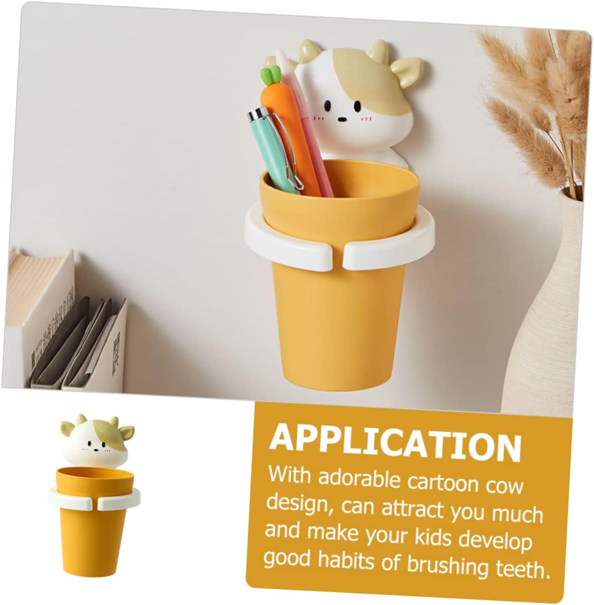 Cartoon Cow Toothbrush Cup Holder with PP Material for Easy Gargling