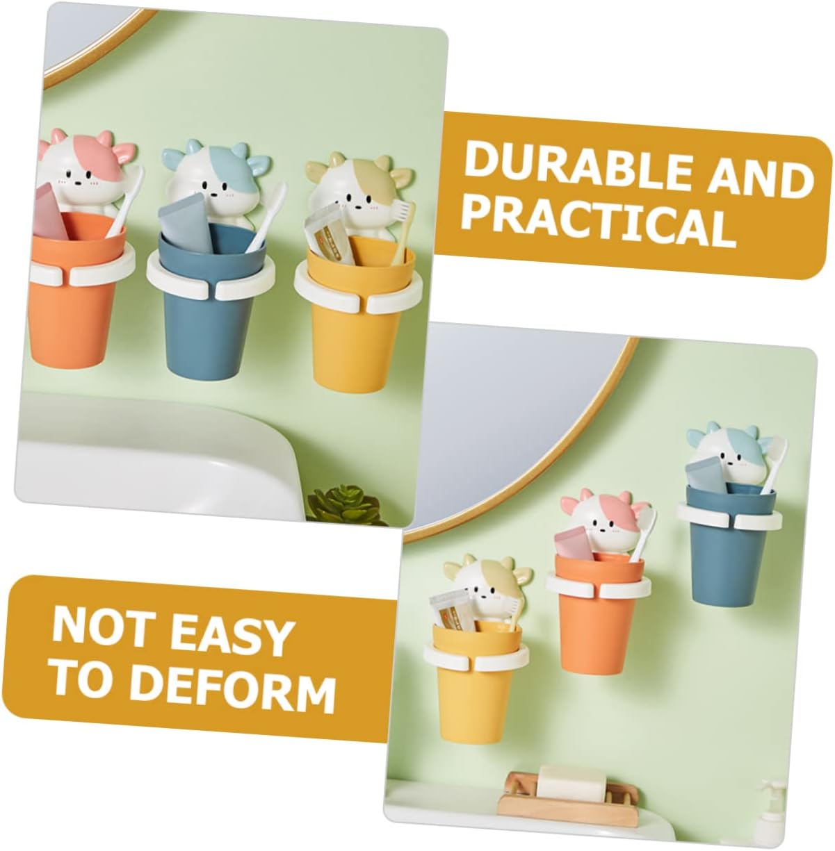 Playful Cartoon Toothbrush Cup for Kids Easy to Install with Fun Design