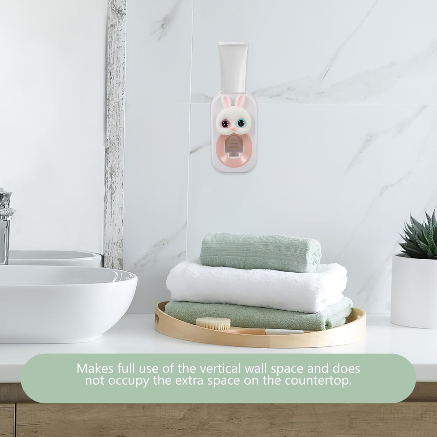 Adorable Bunny Toothbrush Dispenser Wall-Mounted Durable Tootheseenteredjs