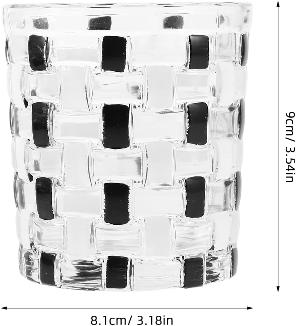 HOLIDYOYO Black White Checkerboard Glass Mouthwash Toothbrush Travel Holder