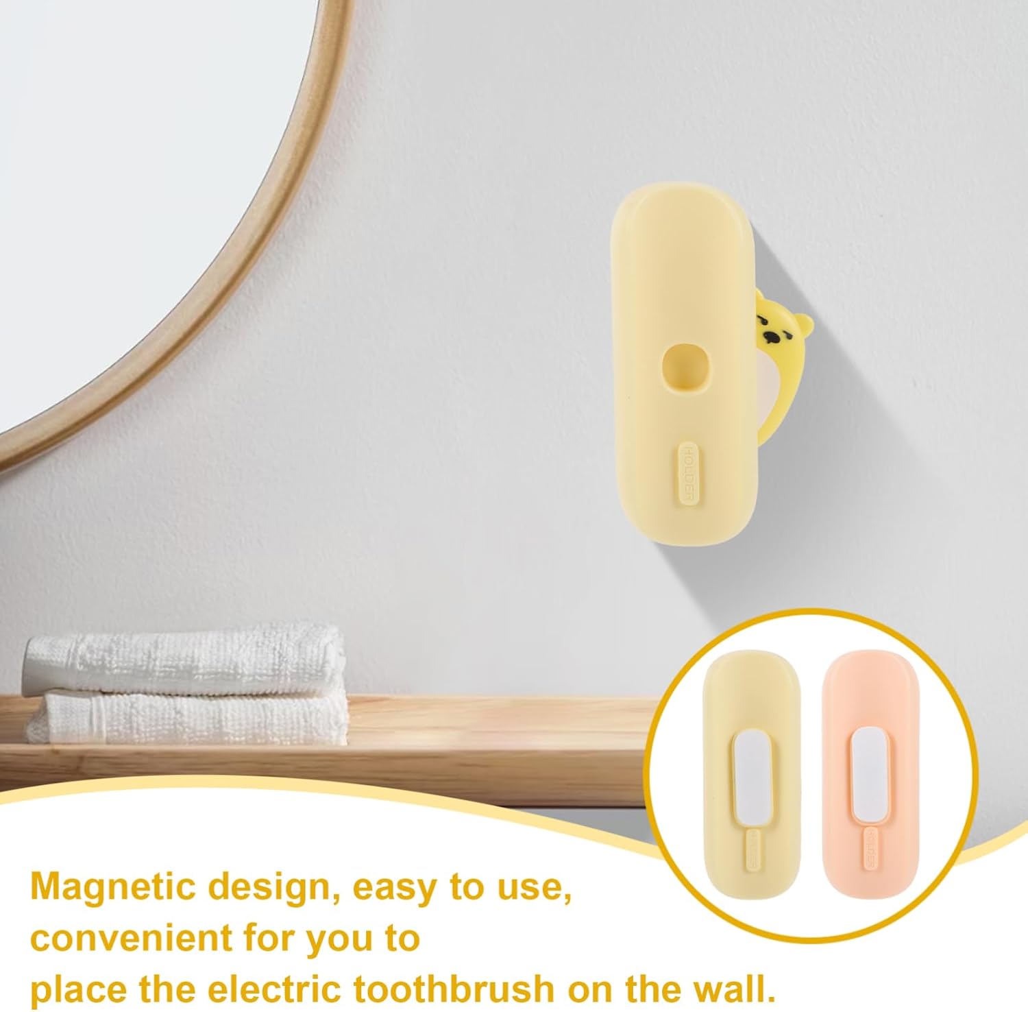 Two-Piece Electric Toothbrush Holders - Magnetic Durable for Home Use