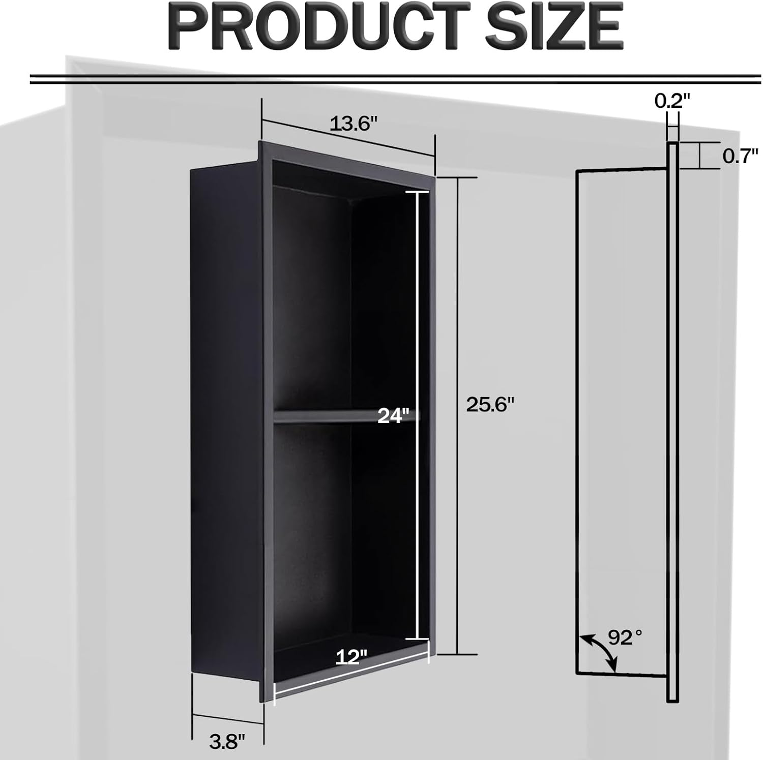 Stainless Steel Shower Niche 24 X 12 - No Tile Needed