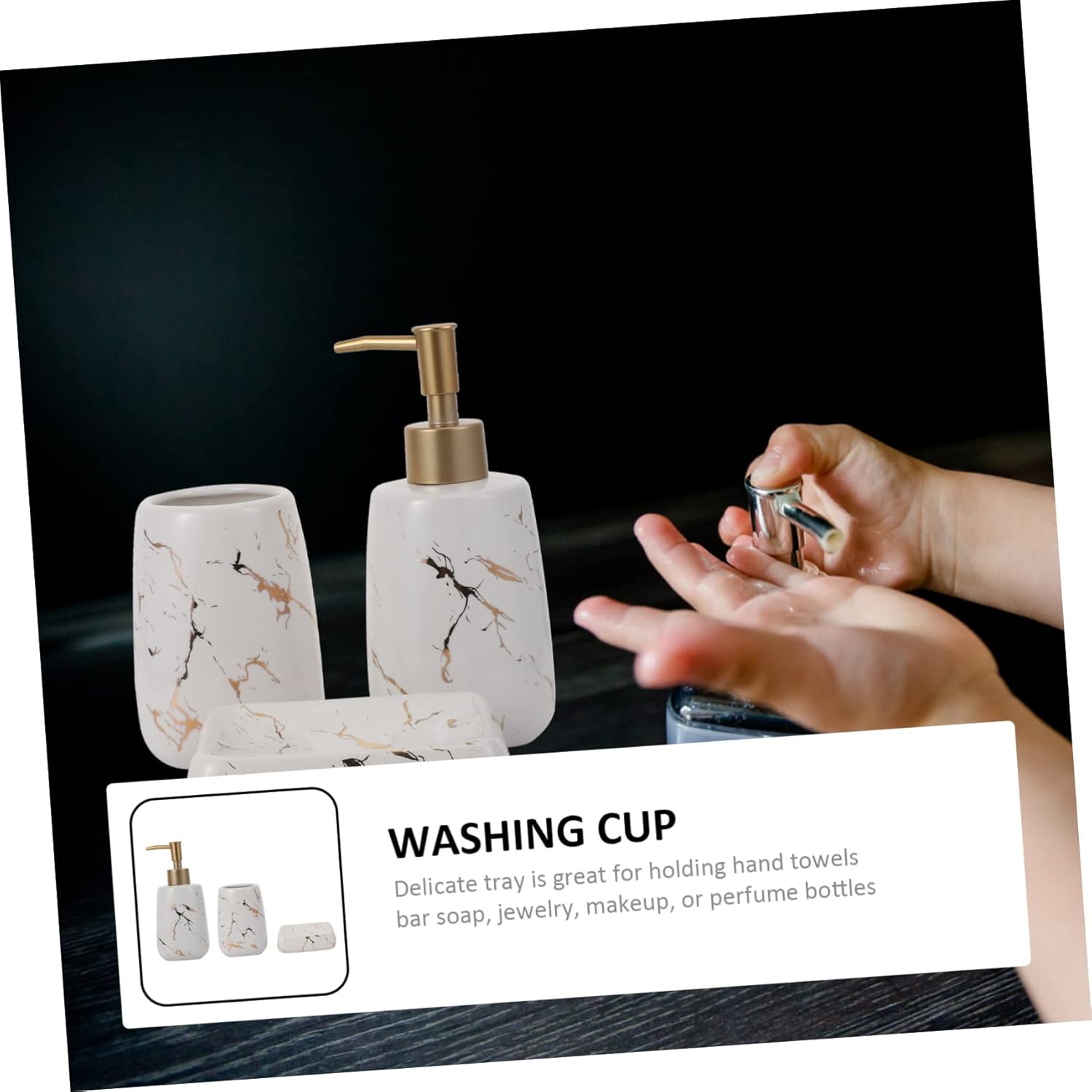 LIFKOME 3-Piece Marble Bathroom Organizer for Soap Toothbrush