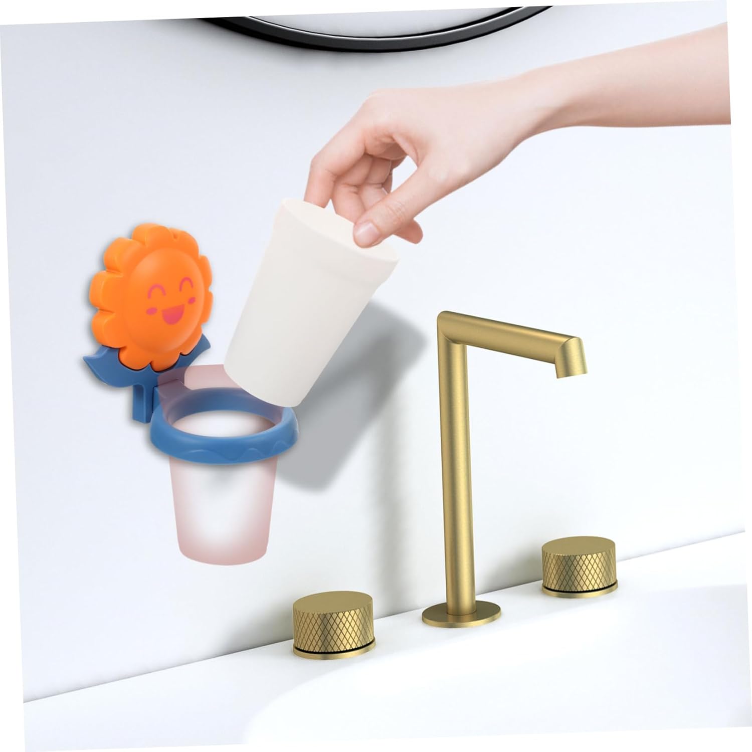 Fomiyes Cartoon Toothbrush Cup Rack Multifunctional Storage Organizer