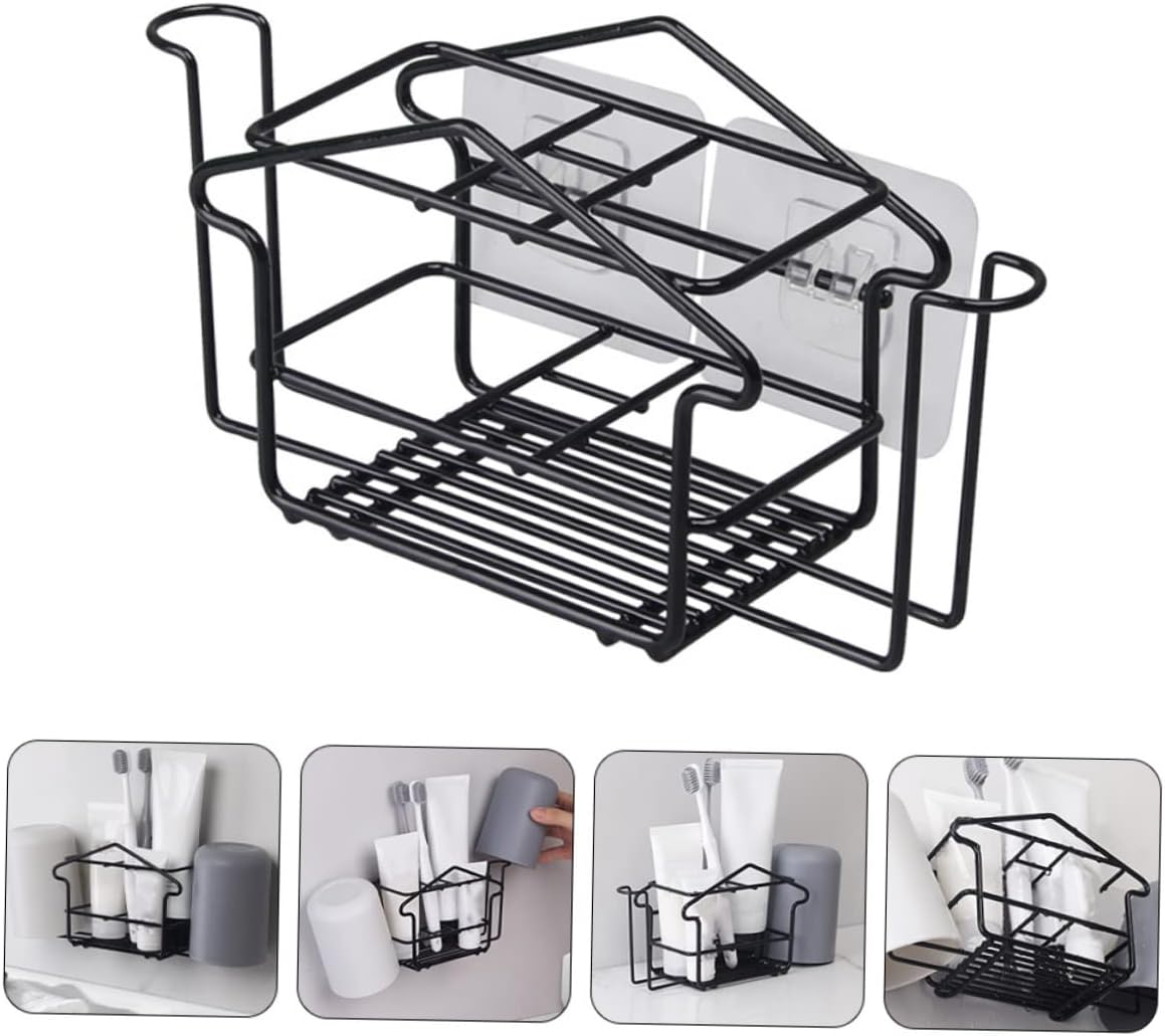 Ciieeo Wall Mounted Toothbrush Holder Shampoo Storage Stand
