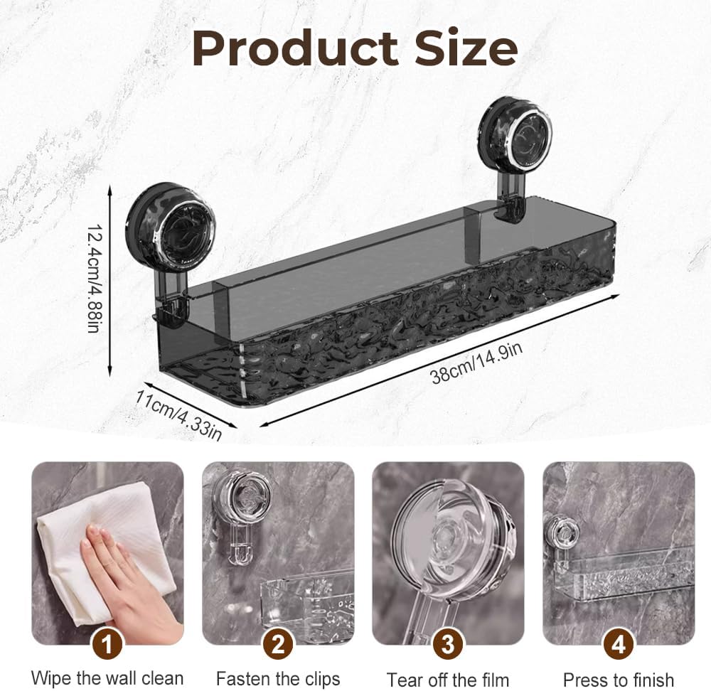 Secure No-Drill Suction Cup Shower Caddy Holder White