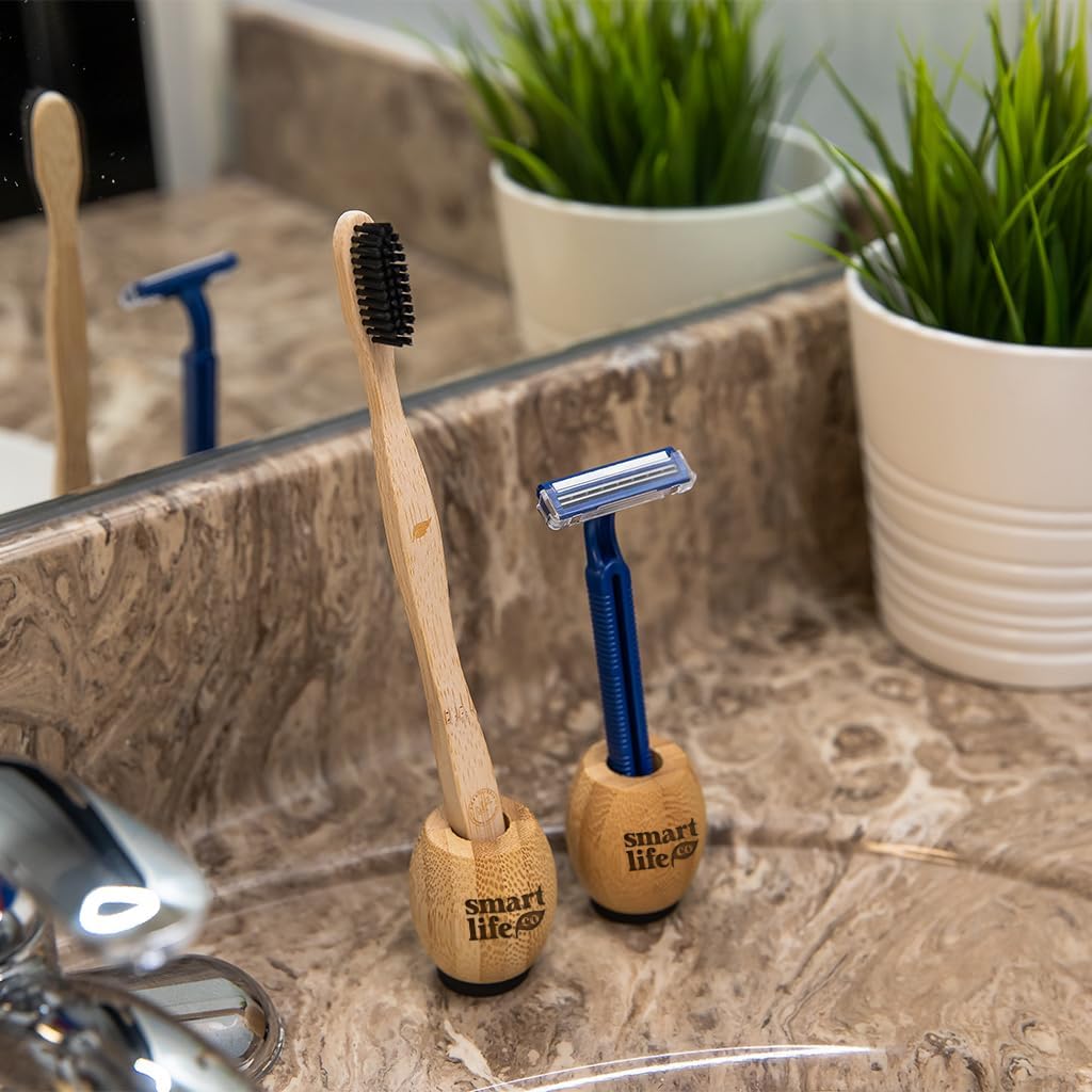 SmartLifeco Bamboo Toothbrush Holder - Eco Friendly