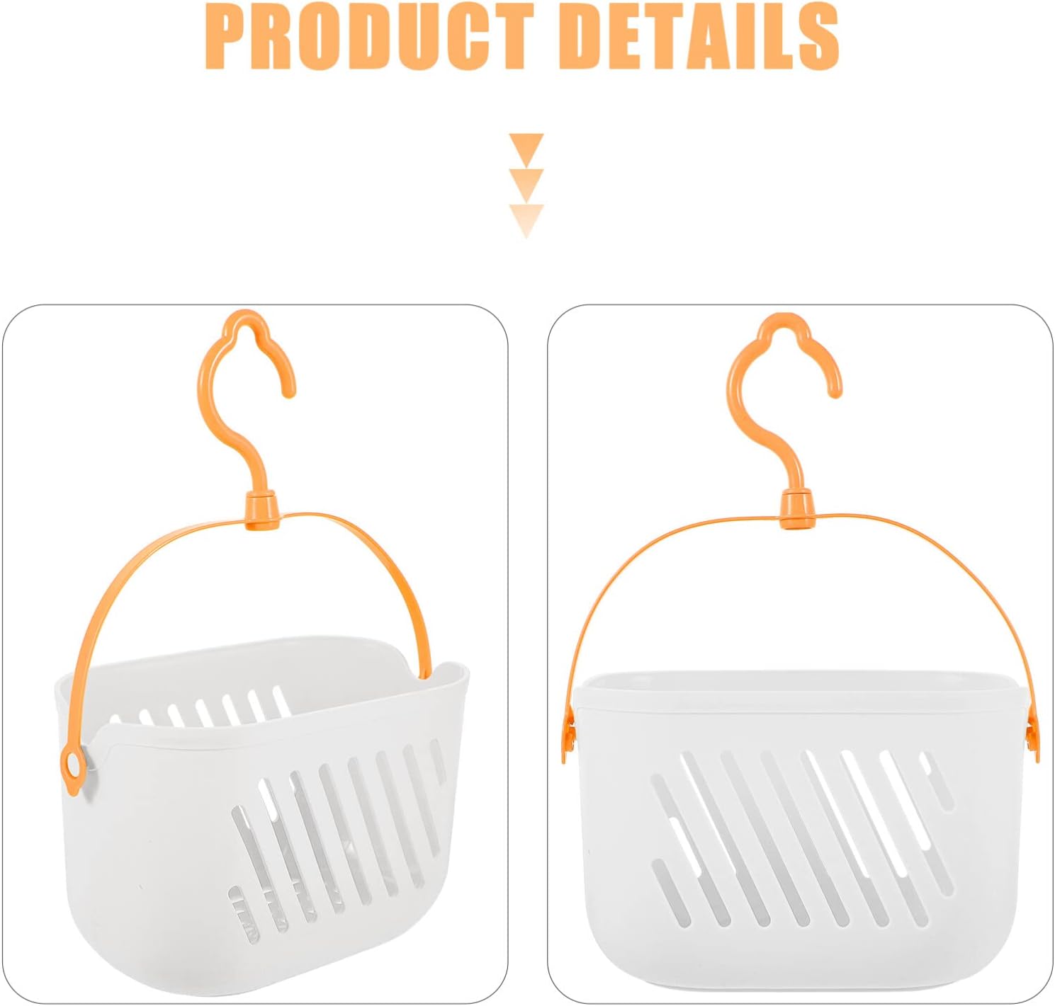 Zerodeko Plastic White Shower Storage Basket With Hooks