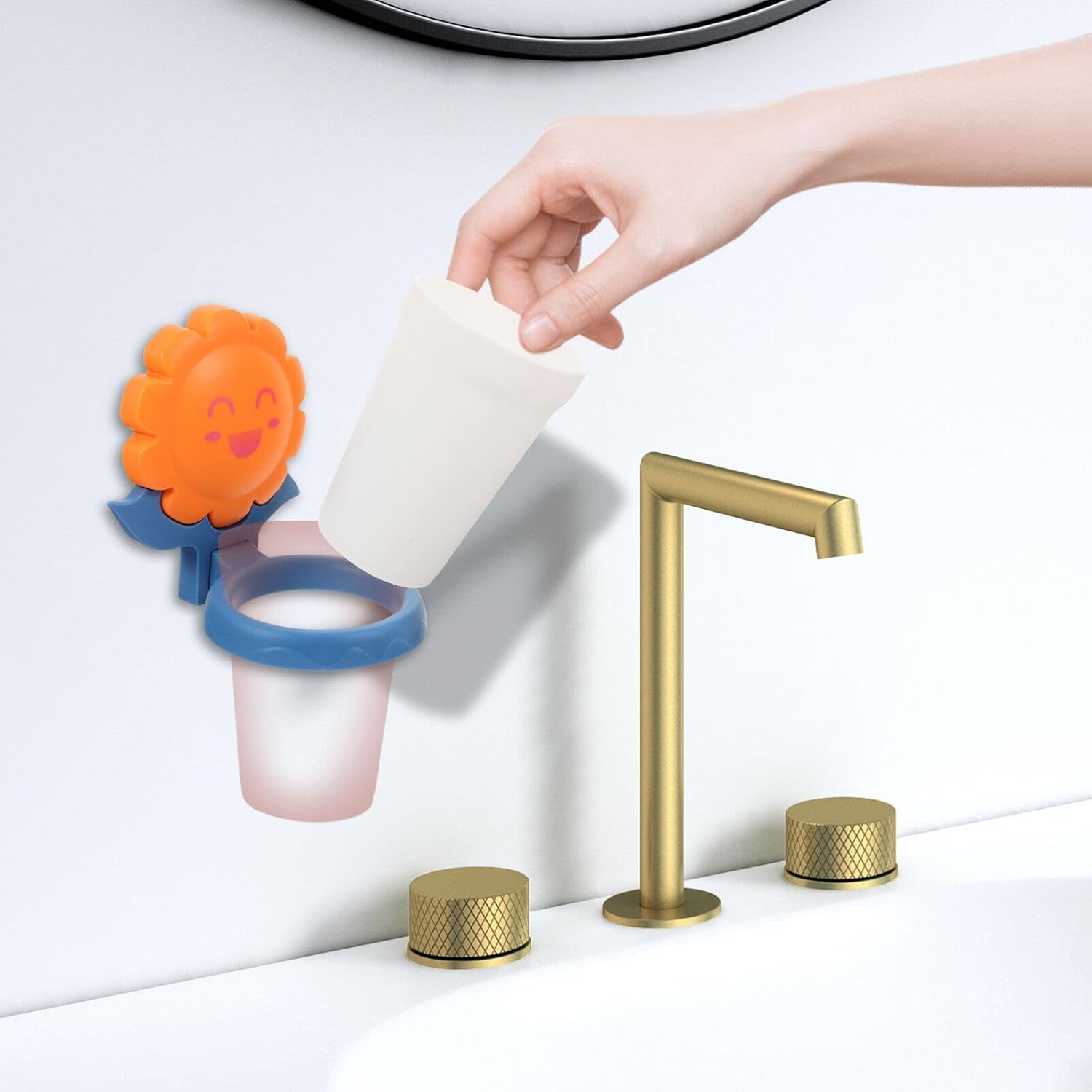Cartoon Toothbrush Holder with Sunflower Design