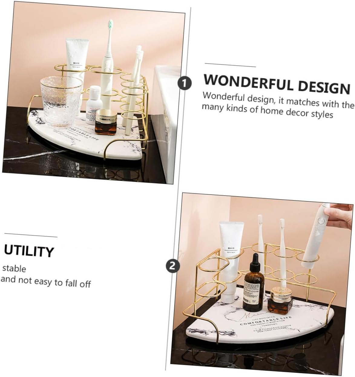 PRETYZOOM Corner Toothbrush Holder Rack