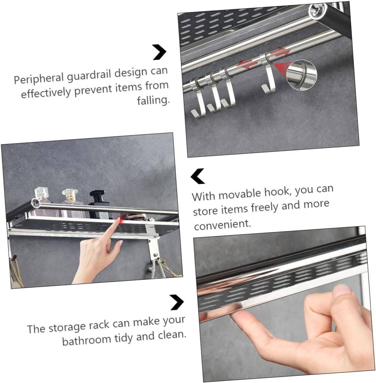Ciieeo Silver Stainless Steel Bathroom Storage Rack