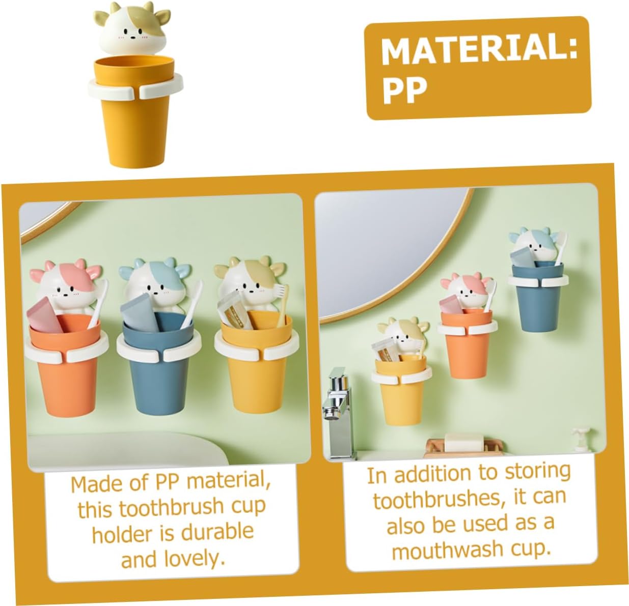 Luxshiny Cartoon Toothbrush Holder and Wall-Mounted Gargle Cup
