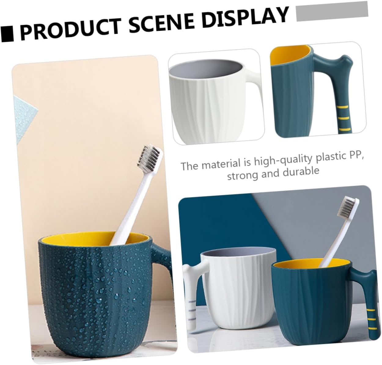 KONTONTY Toothbrush Storage Cup Handle Creative Design for Easy Storage