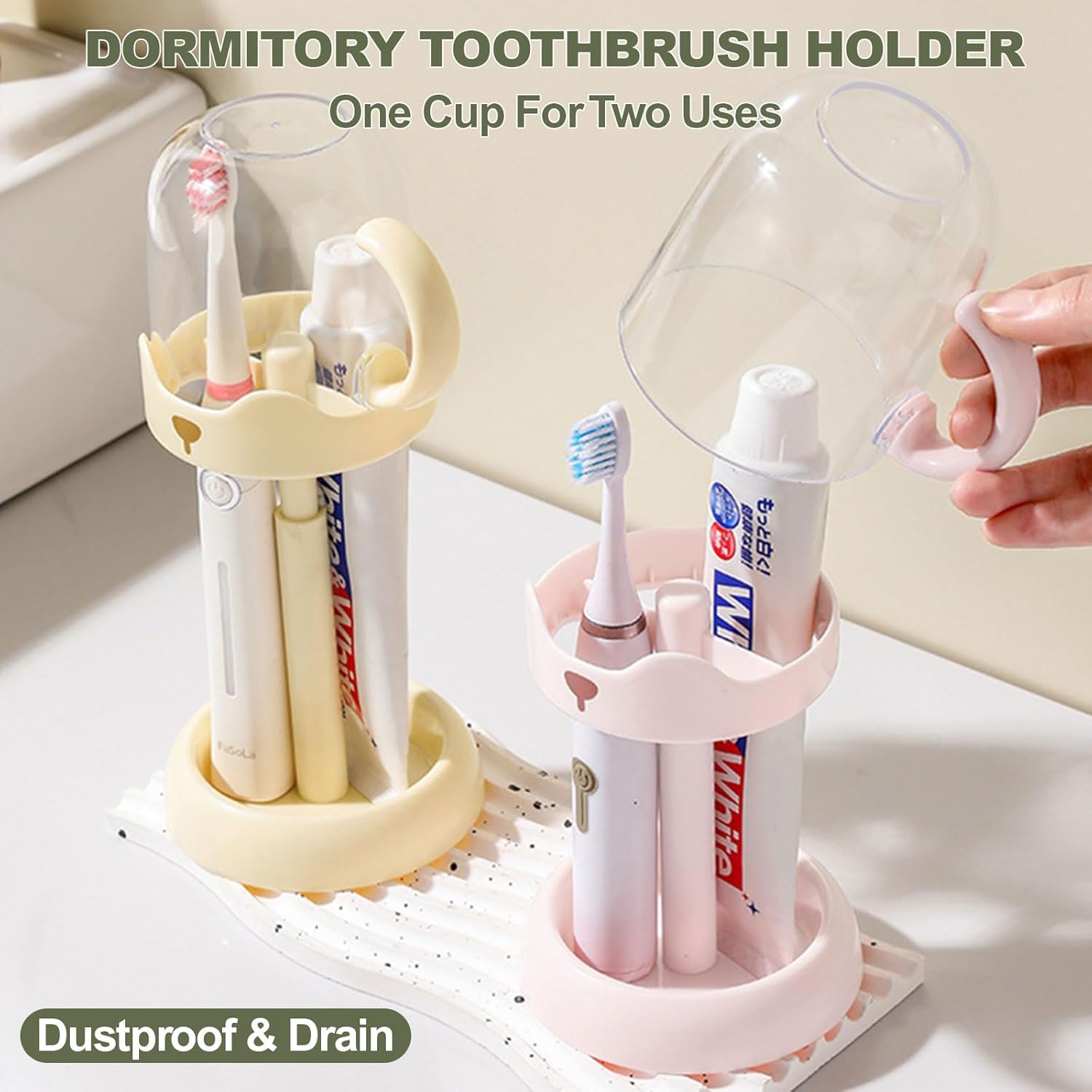 Adjustable Toothbrush Holder with Cover and Rinsing Cup
