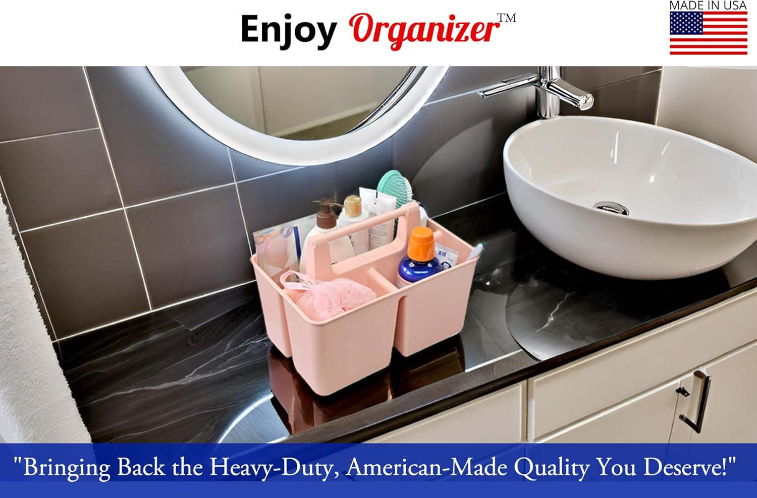 Enjoy Organizer Portable Plastic Shower Caddy 3 Compartments 4 Pack