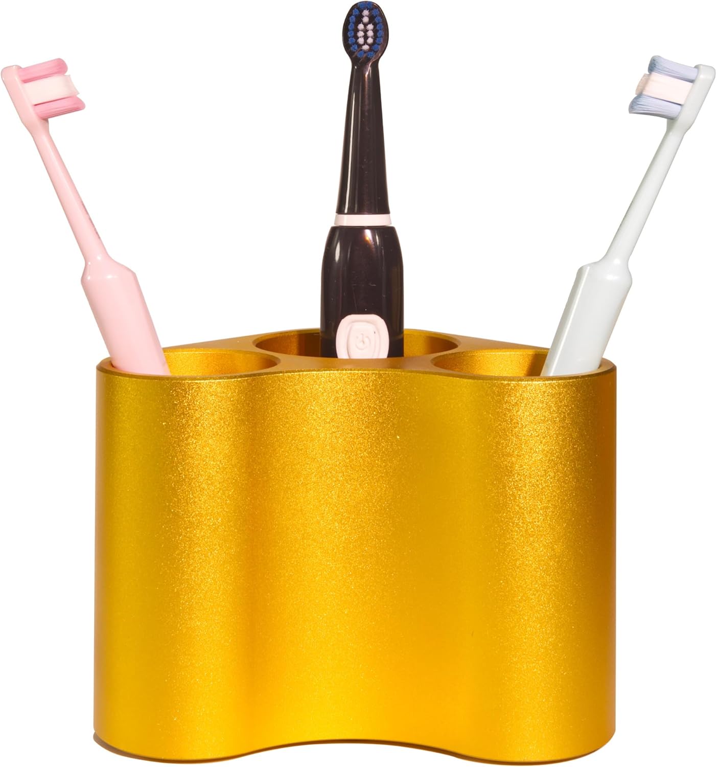 Gold Tone Metal Bathroom Toothbrush Organizer