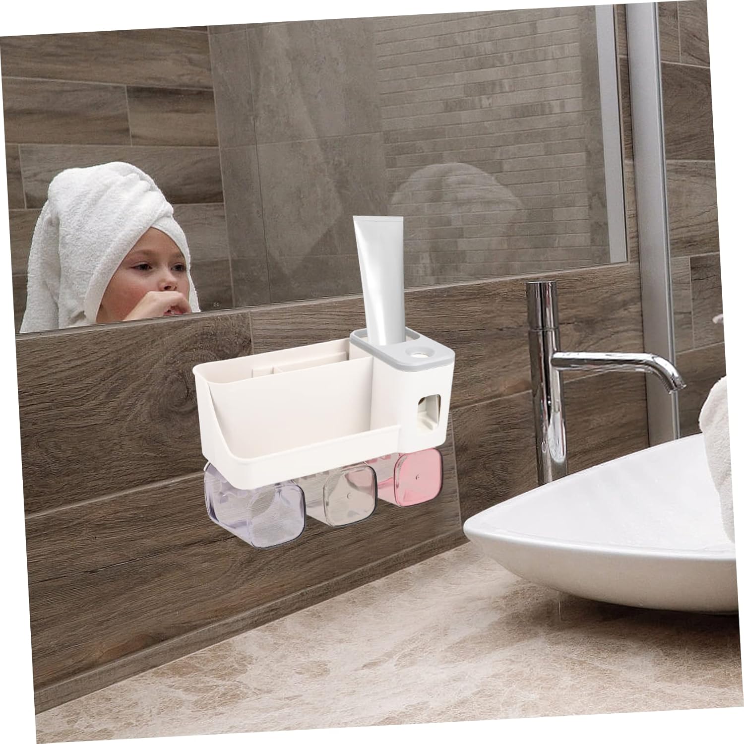 Space-Saving Wall-Mounted Toothbrush Holder for Families and Kids